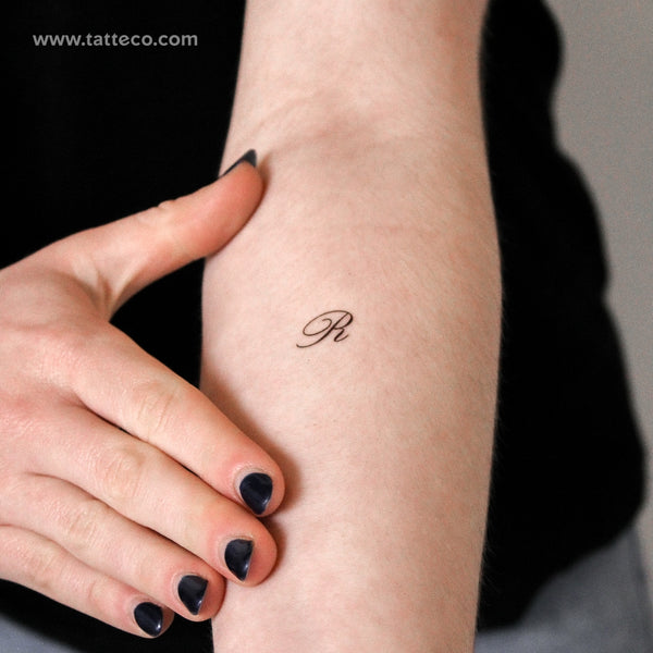 Letter R Script Temporary Tattoo - Set of 3