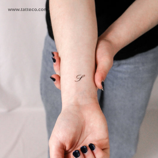 Letter S Script Temporary Tattoo - Set of 3
