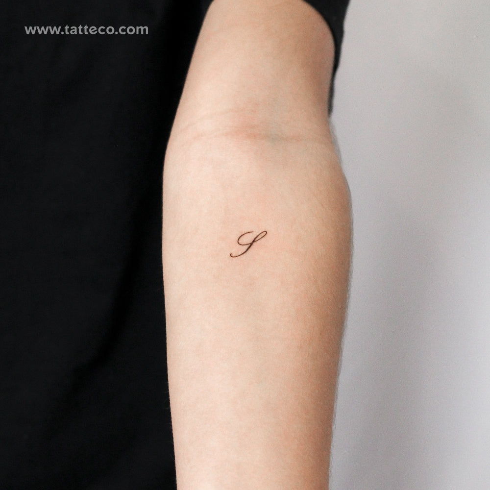 Letter S Script Temporary Tattoo - Set of 3