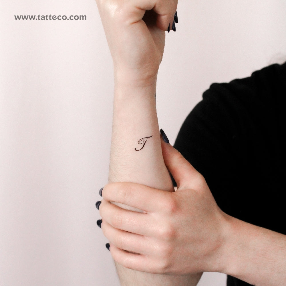 Letter T Script Temporary Tattoo - Set of 3