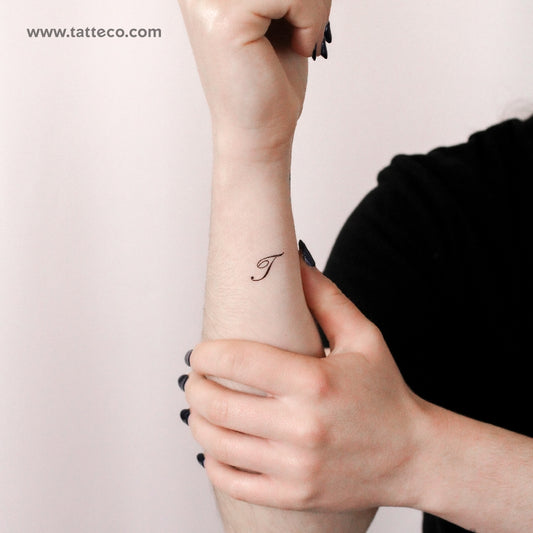 Letter T Script Temporary Tattoo - Set of 3