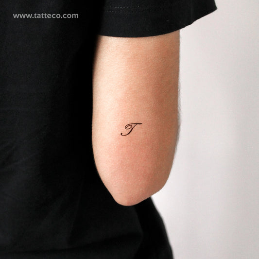 Letter T Script Temporary Tattoo - Set of 3