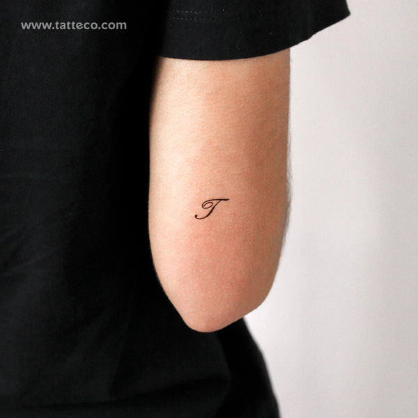 Letter T Script Temporary Tattoo - Set of 3