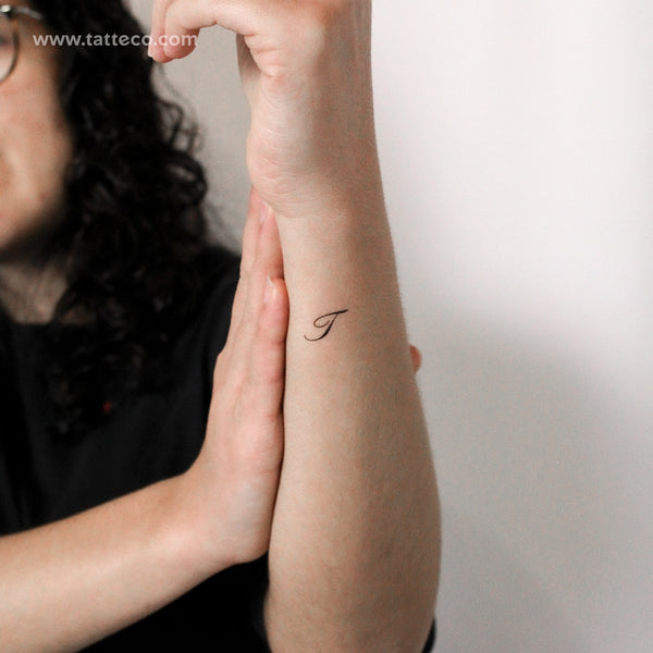 Cursive T Script Temporary Tattoo - Set of 3