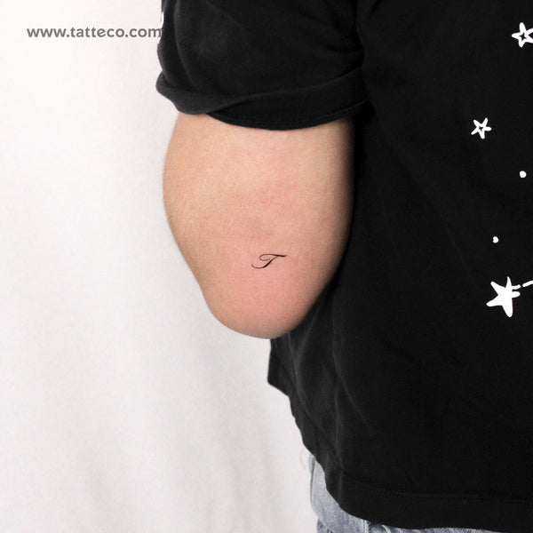 Cursive T Script Temporary Tattoo - Set of 3