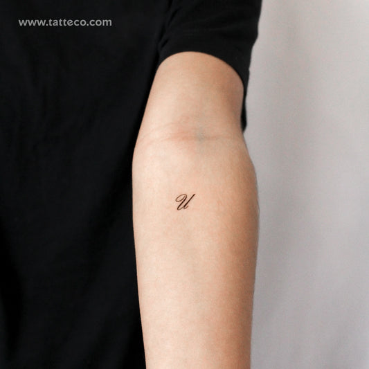 Letter U Script Temporary Tattoo - Set of 3