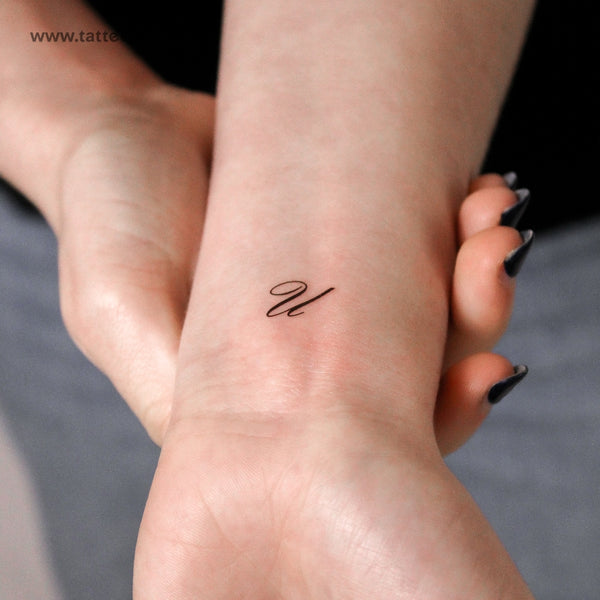 Letter U Script Temporary Tattoo - Set of 3