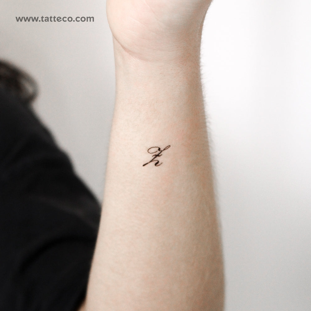 Letter Z Script Temporary Tattoo - Set of 3
