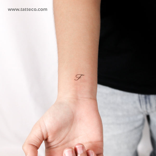 Letter F Script Temporary Tattoo - Set of 3