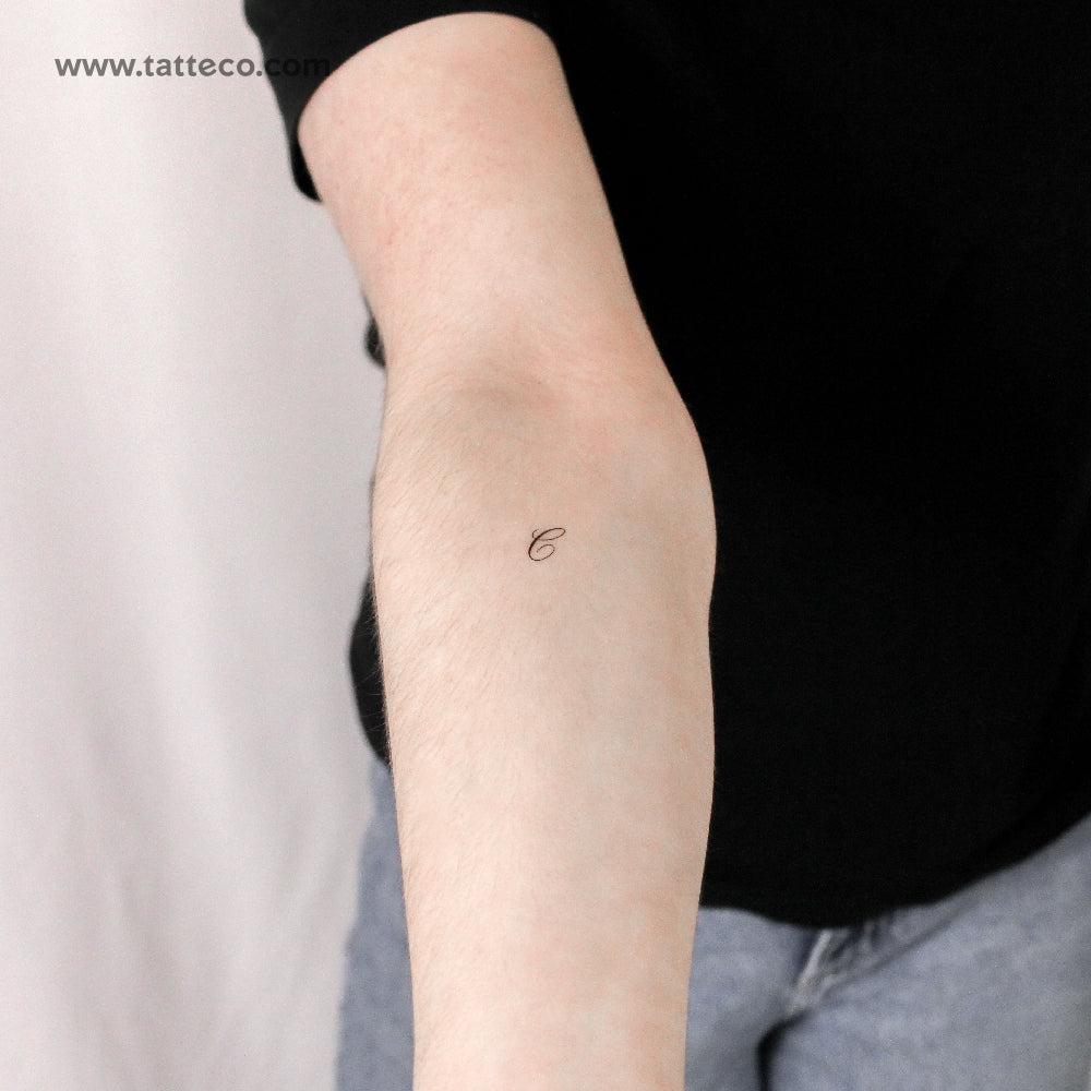 Letter C Script Temporary Tattoo - Set of 3