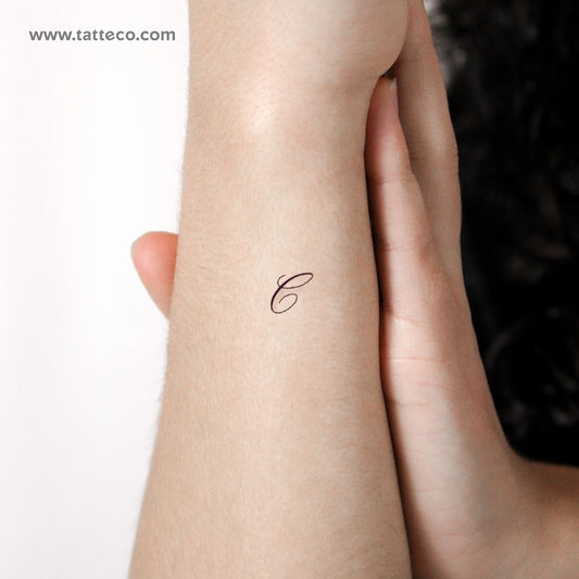 Letter C Script Temporary Tattoo - Set of 3