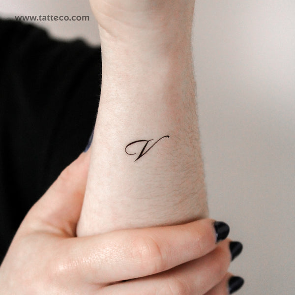 Cursive V Script Temporary Tattoo - Set of 3