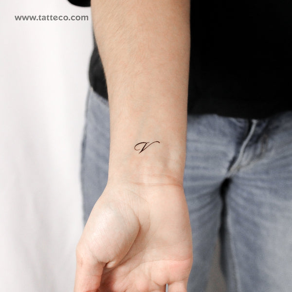 Cursive V Script Temporary Tattoo - Set of 3