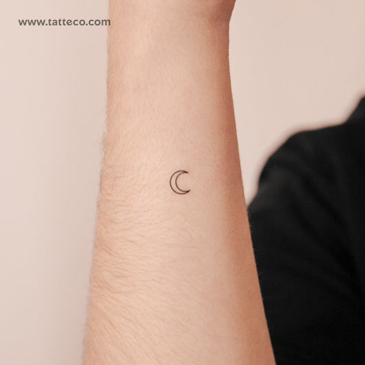 Tatuaje semipermanente de luna creciente (pequeño) - Juego de 2