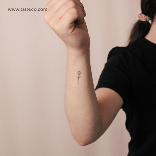 Tatuaje semipermanente de rosa de línea fina - Juego de 2