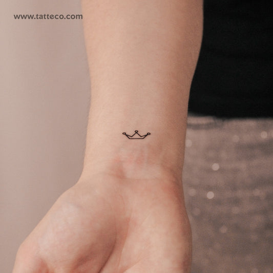 Tatuaje temporal de corona minimalista (2 semanas) - Set de 2