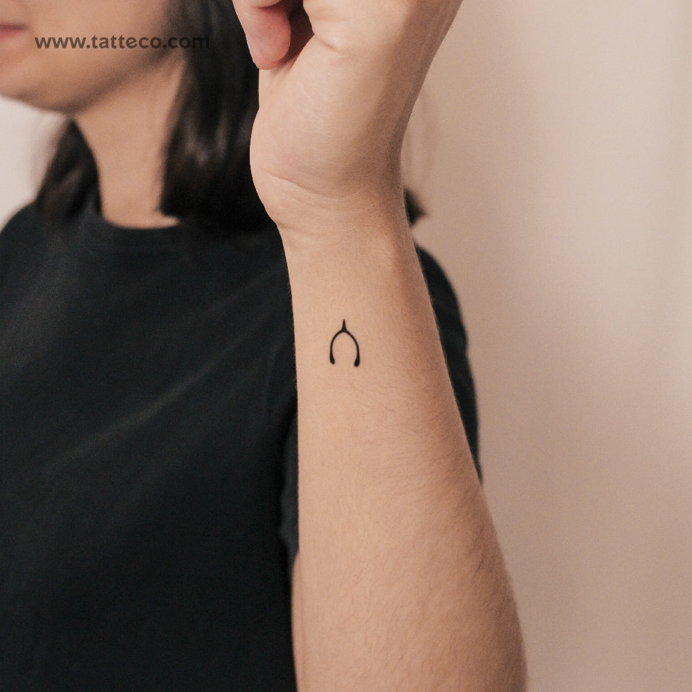 Tatuaje semipermanente de hueso de la suerte pequeño (juego de 2)