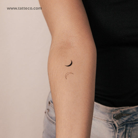 Tatuaje semipermanente de pareja en media luna (juego de 2)