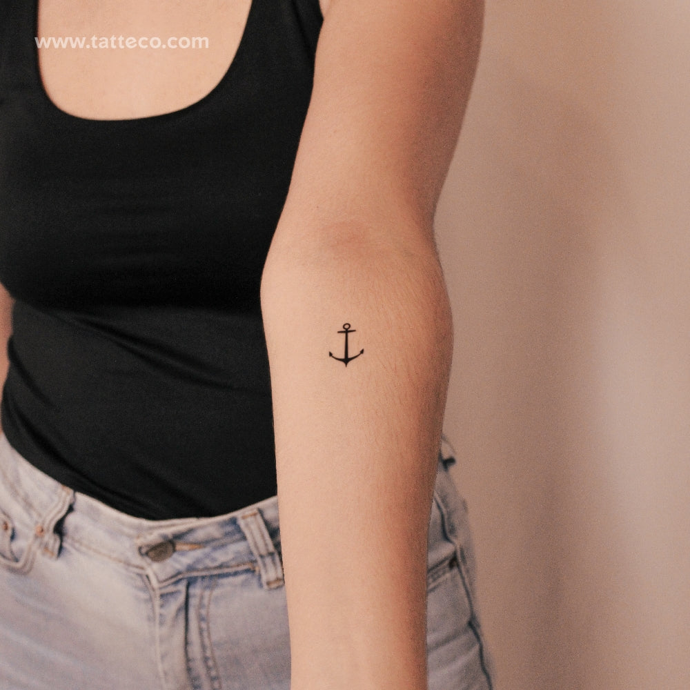 Tatuaje semipermanente de ancla - Juego de 2
