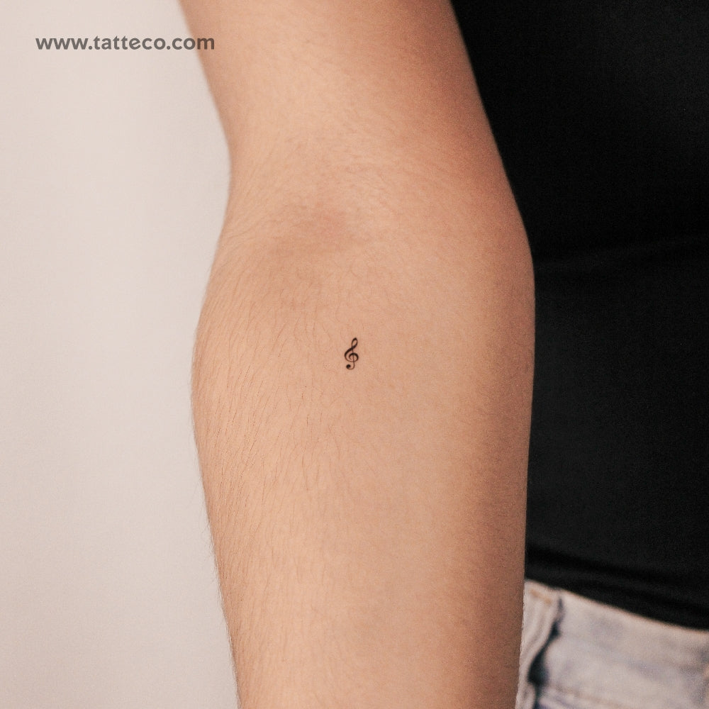 Tatuaje semipermanente de clave de sol pequeña (juego de 2)