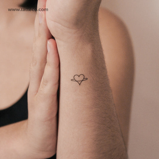 Heart Saturn Semi-Permanent Tattoo - Set of 2