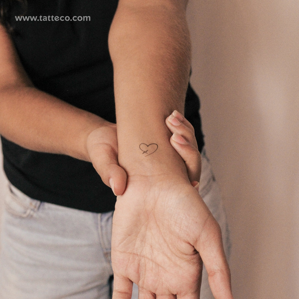 Heart And Heartbeat Semi-Permanent Tattoo - Set of 2