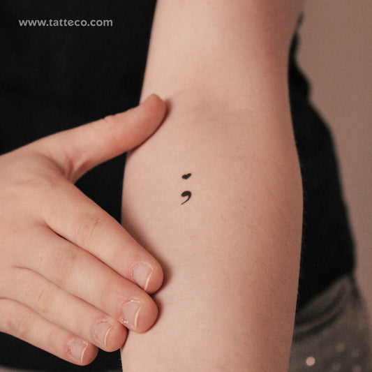 Love Semicolon Semi-Permanent Tattoo - Set of 2