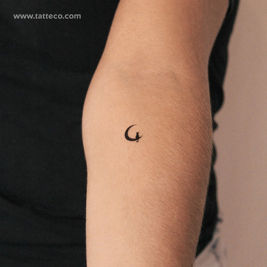Black Cat And Moon Semi-Permanent Tattoo - Set of 2