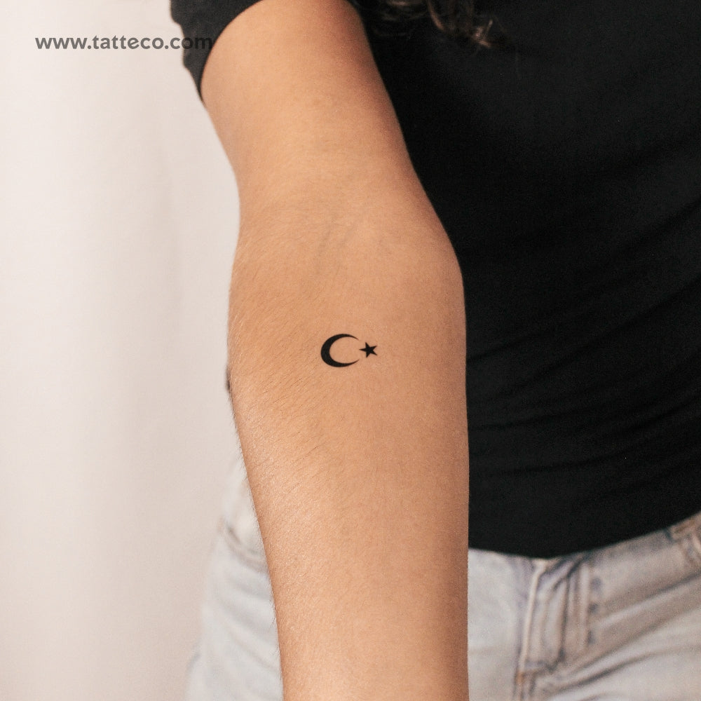 Star And Crescent Semi-Permanent Tattoo - Set of 2