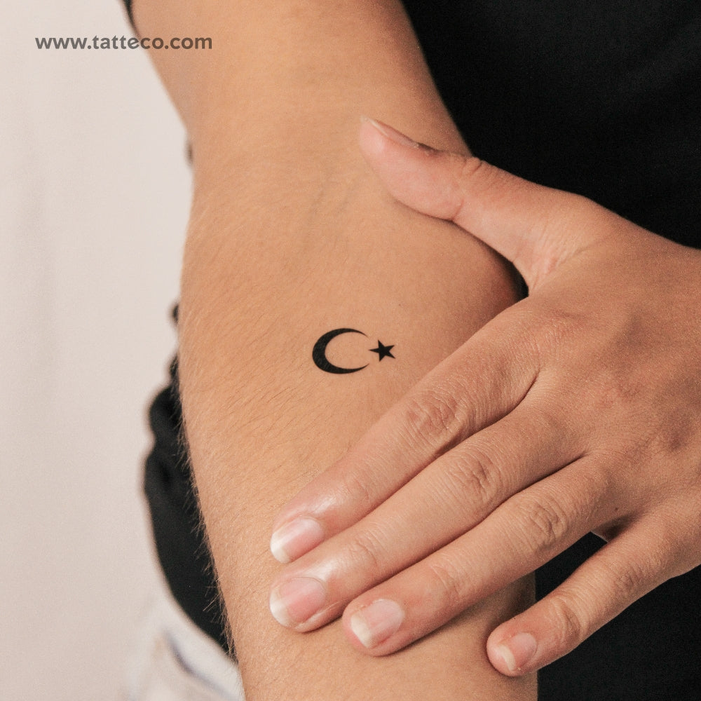 Star And Crescent Semi-Permanent Tattoo - Set of 2