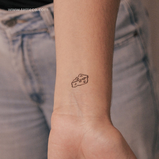 Tatuaje semipermanente minimalista de queso (juego de 2)
