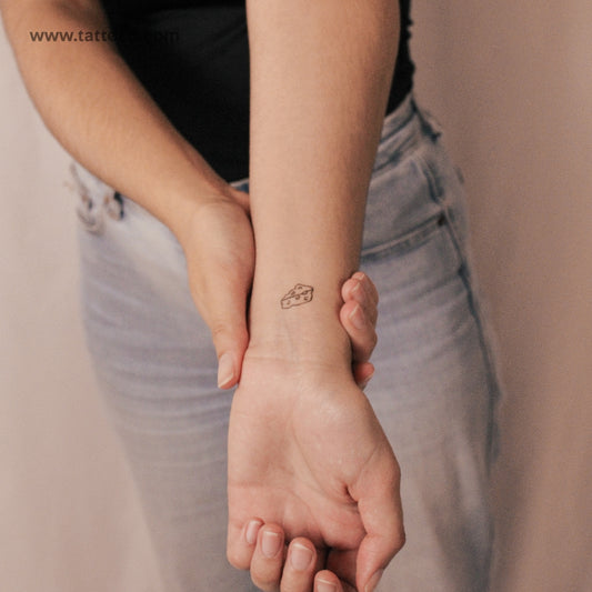 Tatuaje semipermanente minimalista de queso (juego de 2)