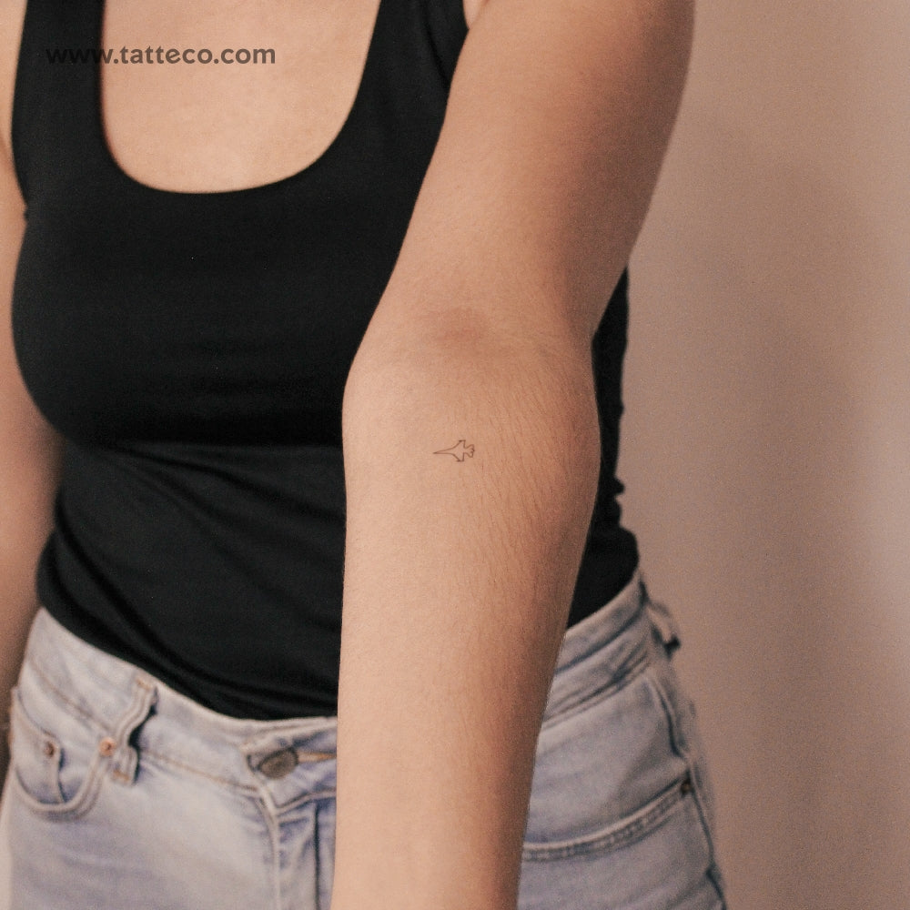 Jet Fighter Outline Semi-Permanent Tattoo - Set of 2