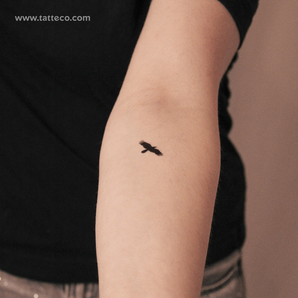 Flying Crow Semi-Permanent Tattoo - Set of 2