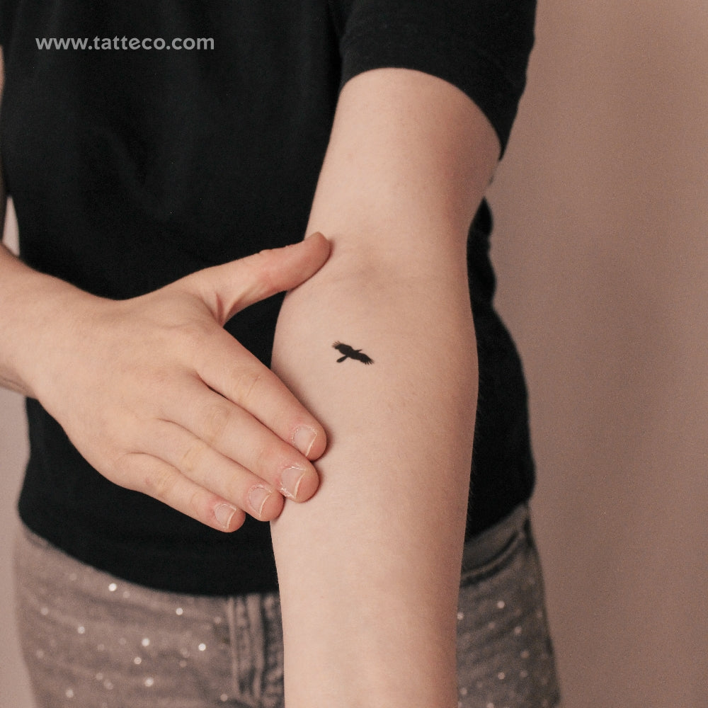Flying Crow Semi-Permanent Tattoo - Set of 2