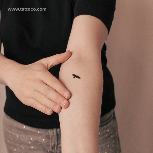 Tatuaje semipermanente de cuervo volador (juego de 2)