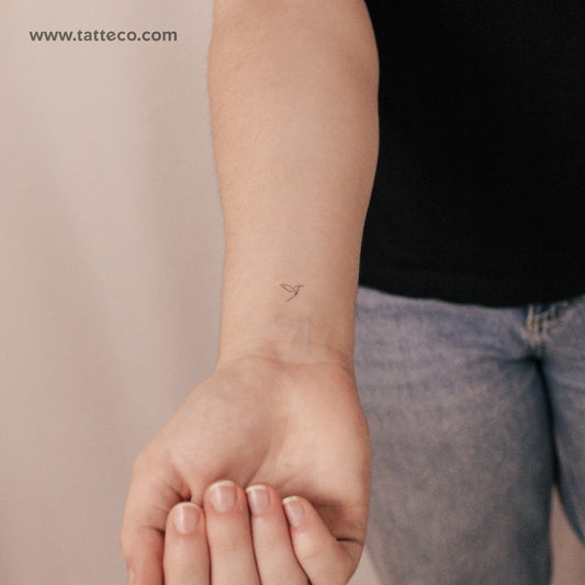 Tiny One Line Hummingbird Semi-Permanent Tattoo - Set of 2
