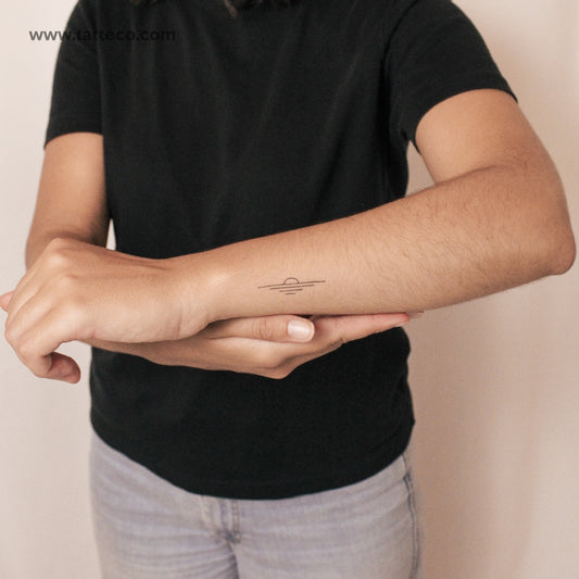 Tatuaje semipermanente minimalista de atardecer (juego de 2)