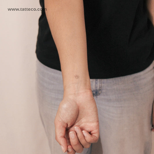 Tiny Wave And Sun Semi-Permanent Tattoo - Set of 2