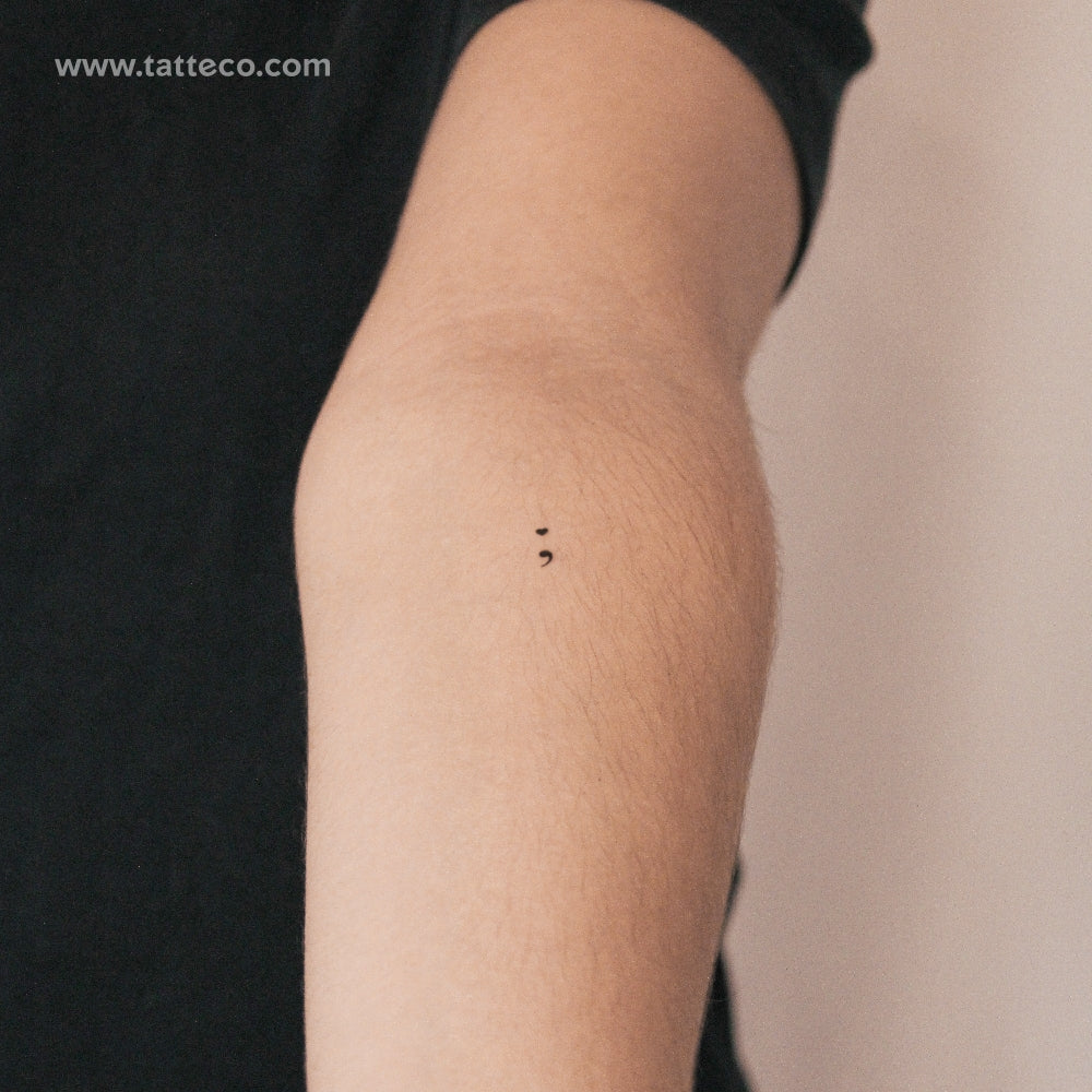 Tiny Heart Semicolon Semi-Permanent Tattoo - Set of 2