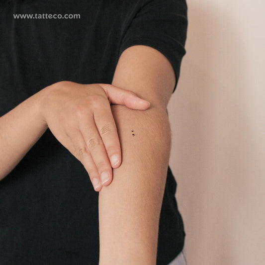 Tiny Heart Semicolon Semi-Permanent Tattoo - Set of 2