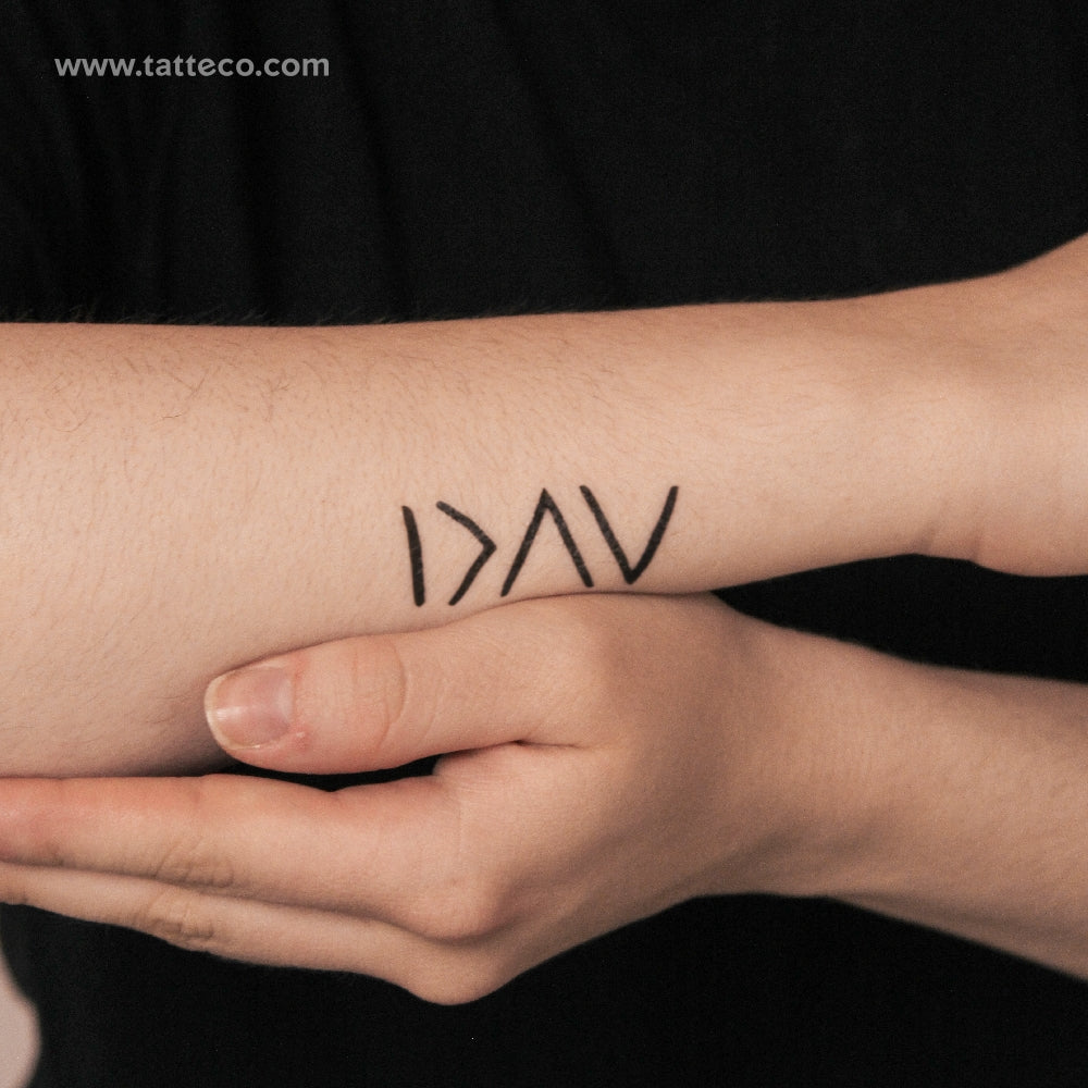 I Am Greater Than My Highs And Lows Symbol Semi-Permanent Tattoo - Set of 2