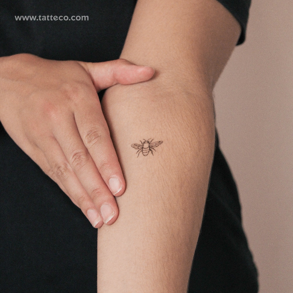 Little Hand-drawn Bee Semi-Permanent Tattoo - Set of 2