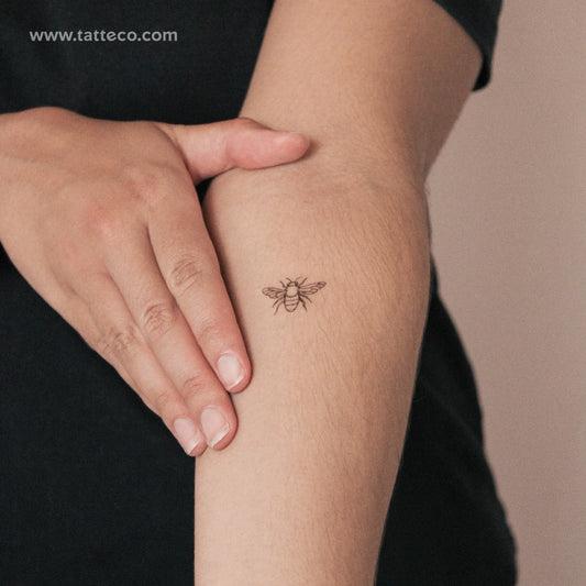 Little Hand-drawn Bee Semi-Permanent Tattoo - Set of 2