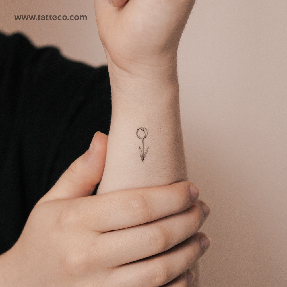 Small Tulip Semi-Permanent Tattoo - Set of 2