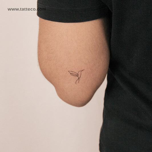 Single Line Hummingbird Semi-Permanent Tattoo - Set of 2