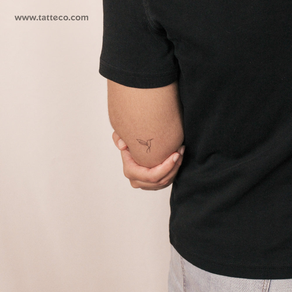 Single Line Hummingbird Semi-Permanent Tattoo - Set of 2