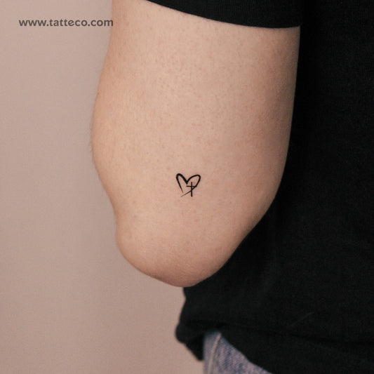 Tiny Cross Heart Semi-Permanent Tattoo - Set of 2
