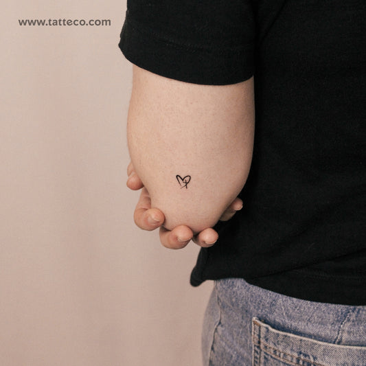 Tiny Cross Heart Semi-Permanent Tattoo - Set of 2