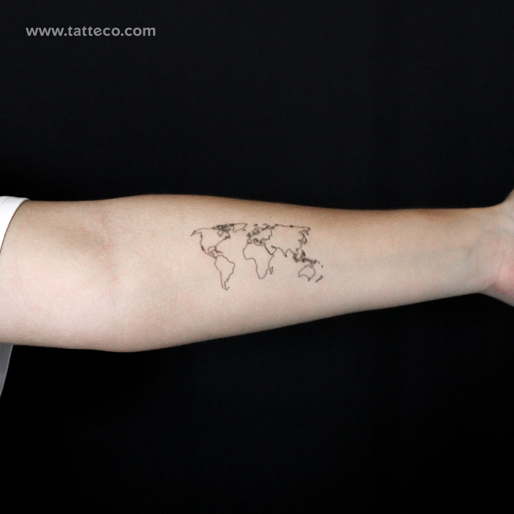 World Map Semi-Permanent Tattoo - Set of 2